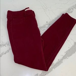 Burgundy skinny stretch jeans